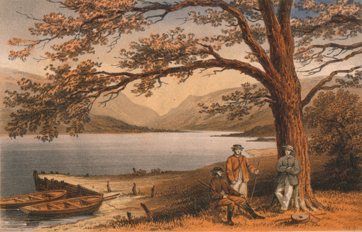 O lago do retiro agradável. Llyn Mwyngyl, de Tal-y-Llyn, século XIX. de Hanhart