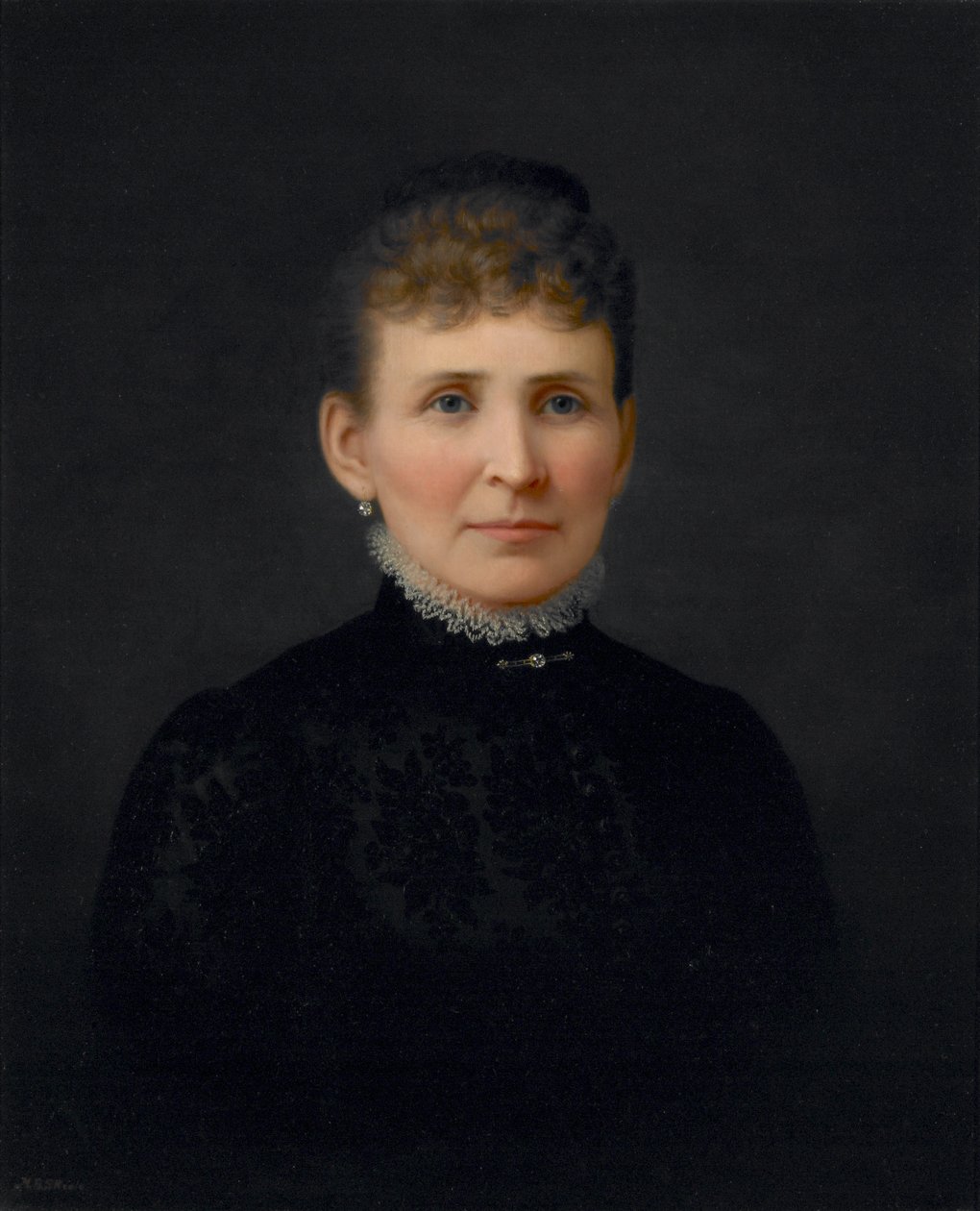 Retrato de uma mulher, c.1886 (óleo sobre tela) de Hannah Brown Skeele
