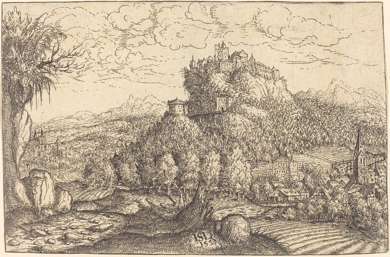 Paisagem com um castelo no centro de Hanns Lautensack