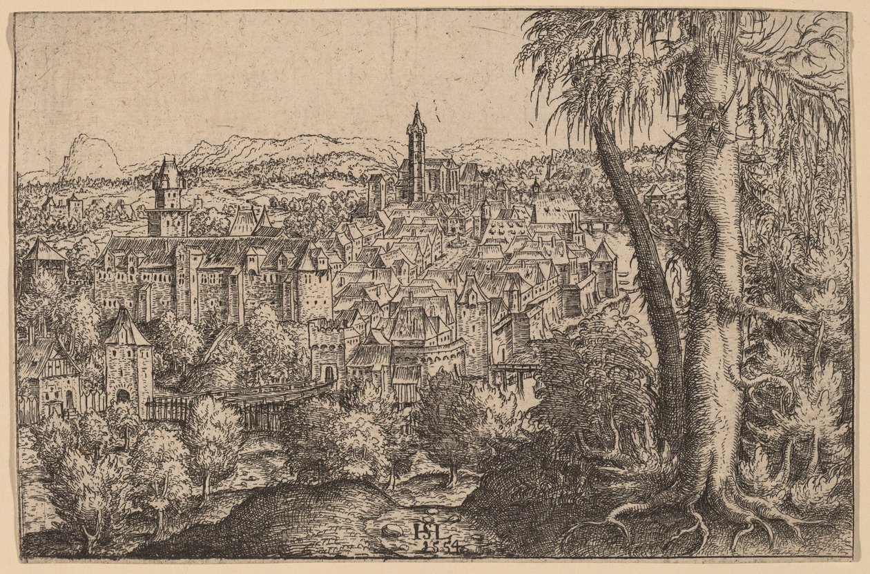 Vista de Steyr em Enns de Hanns Lautensack