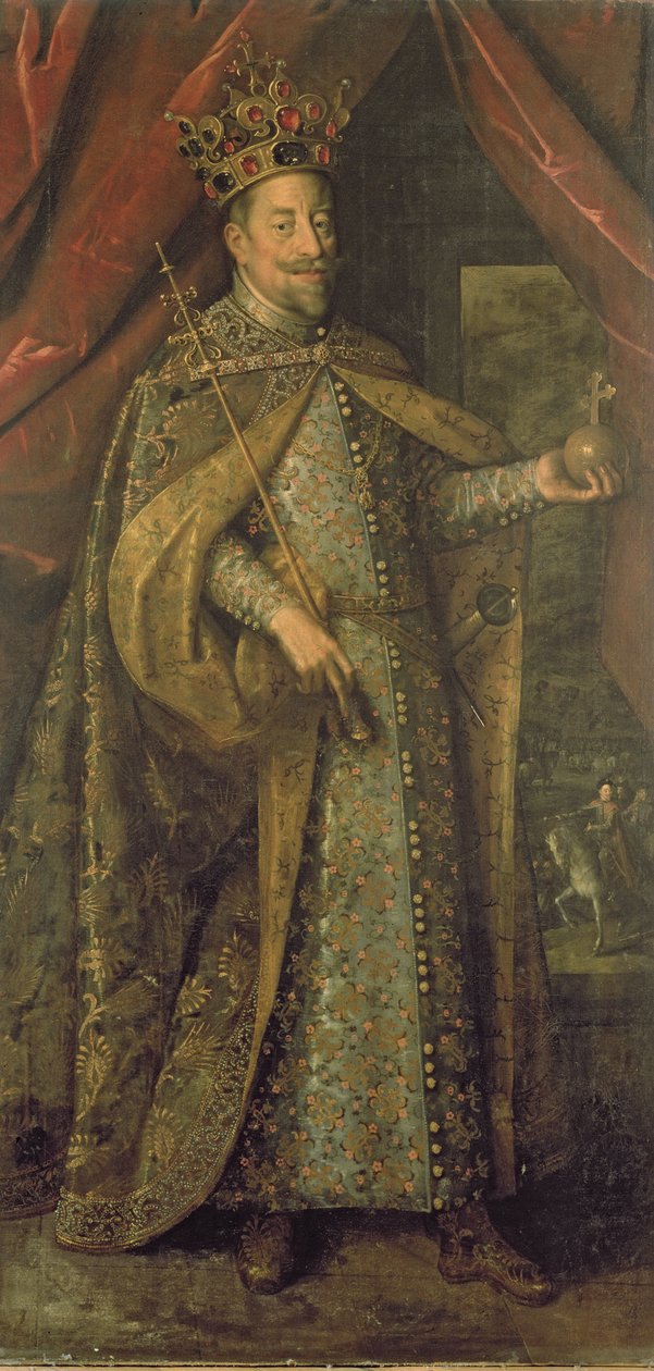 Imperador Matias da Áustria em vestes de coroação da Boêmia, c.1613 de Hans von Aachen