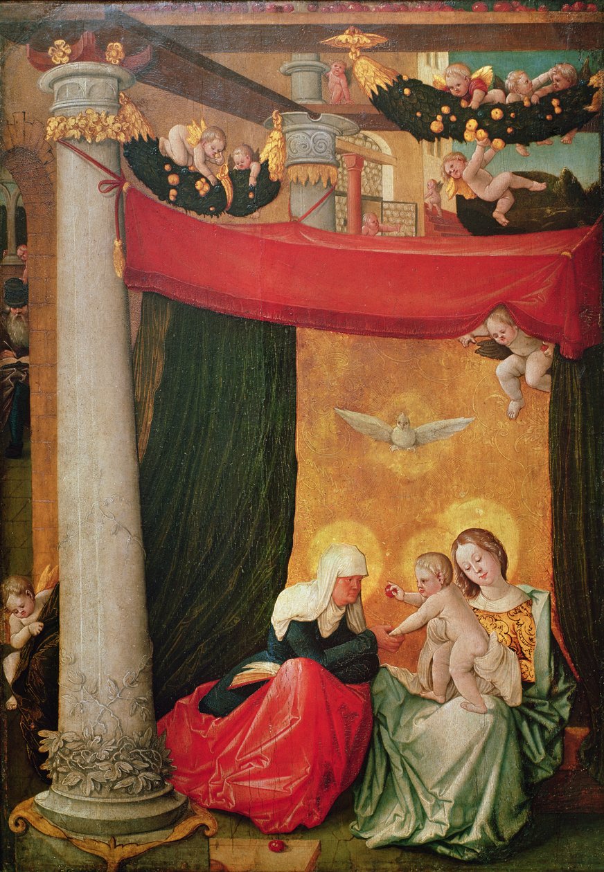 A Virgem e o Menino com Santa Ana (têmpera no painel) de Hans Baldung Grien