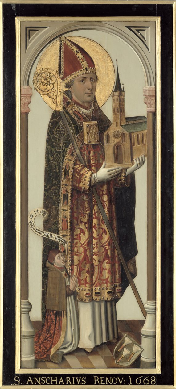 Painel votivo representando St. Ansgar, 1457 de Hans Bornemann