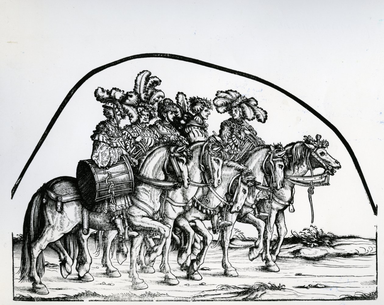 Um grupo de bateristas, da procissão triunfal do imperador Maximiliano I, c.1517 de Hans Burgkmair