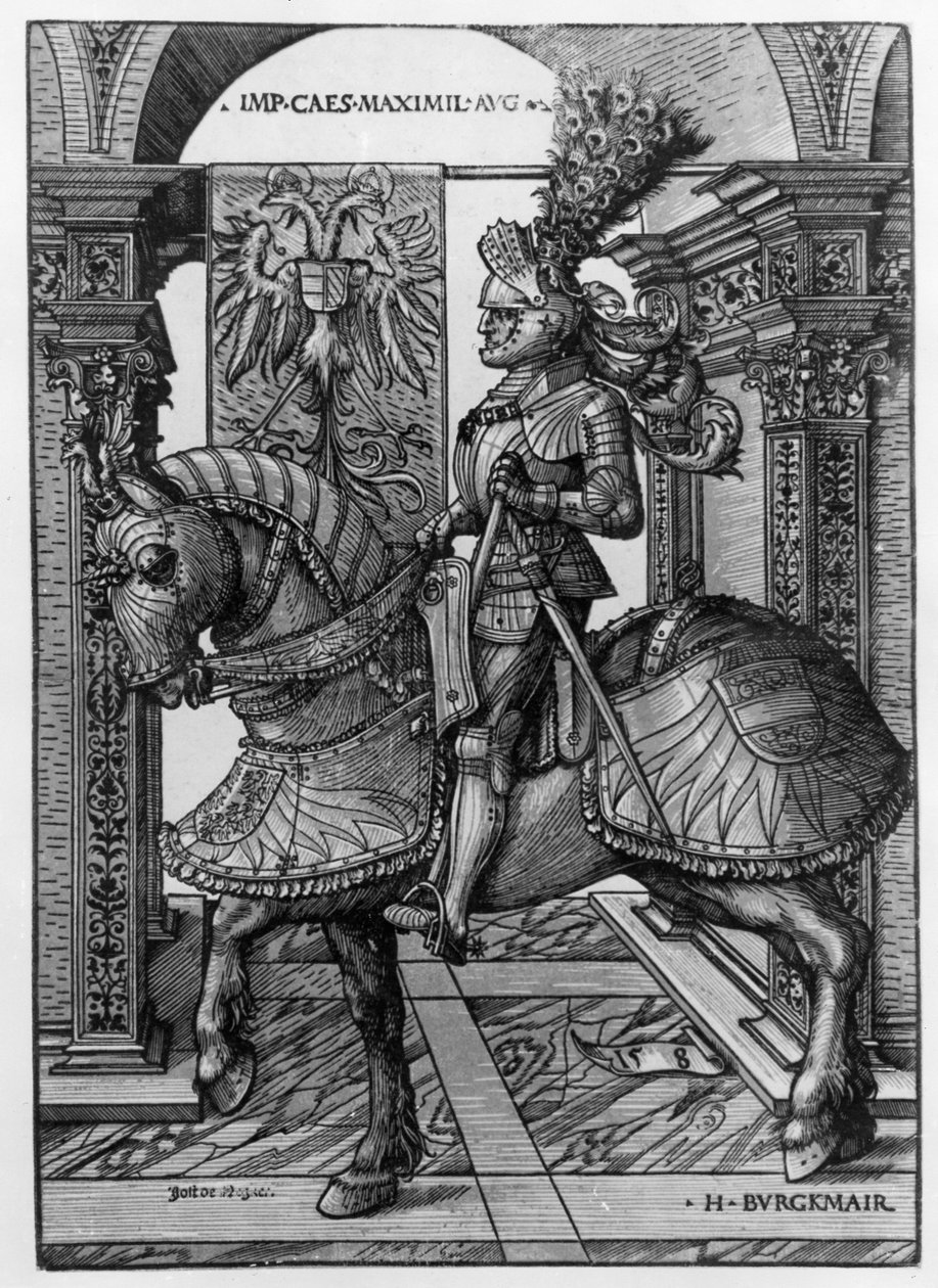 Retrato equestre de Maximiliano I (1459-1519) c.1508 de Hans Burgkmair