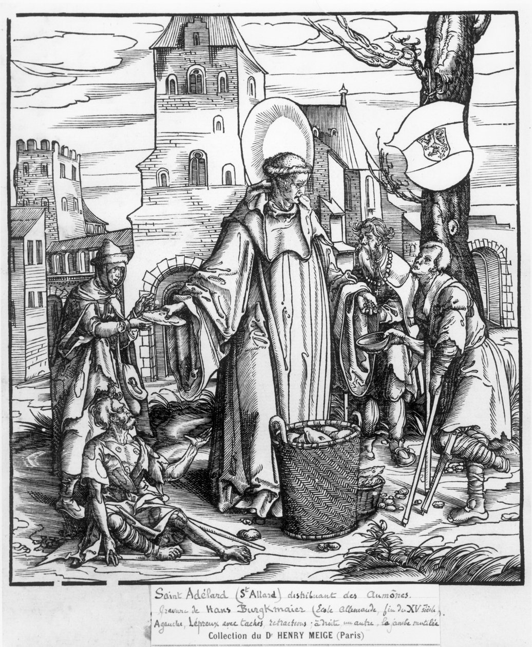 St. Adelard (c.752-827) distribuindo esmolas de Hans Burgkmair