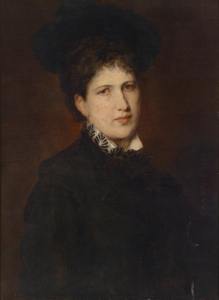 Retrato, de, um, mulher um chapéu de Hans Canon