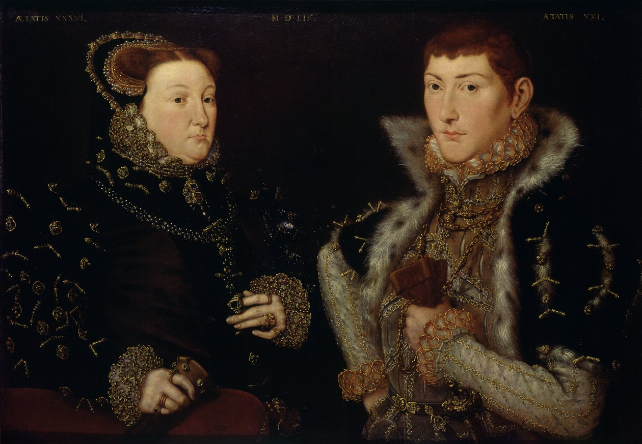 Lady Mary Nevill e seu filho Gregory Fiennes, 1559 de Hans Eworth