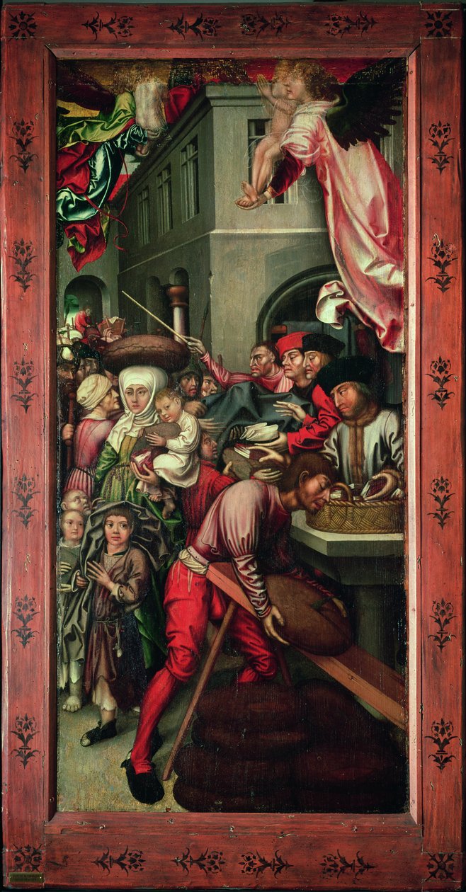Retábulo de Bugnon: painel da direita representando a caridade, c.1507 de Hans Fries