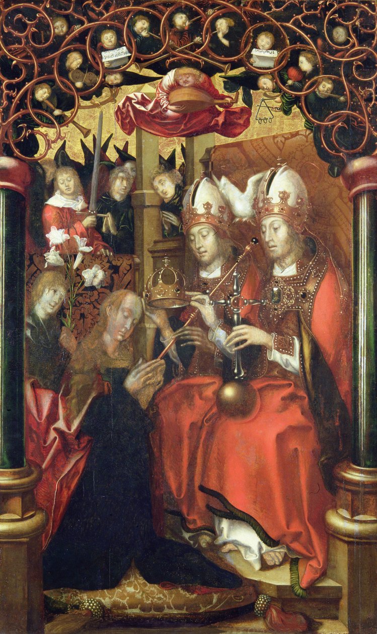 A coroação da Virgem Maria (tempera no painel) de Hans Fries