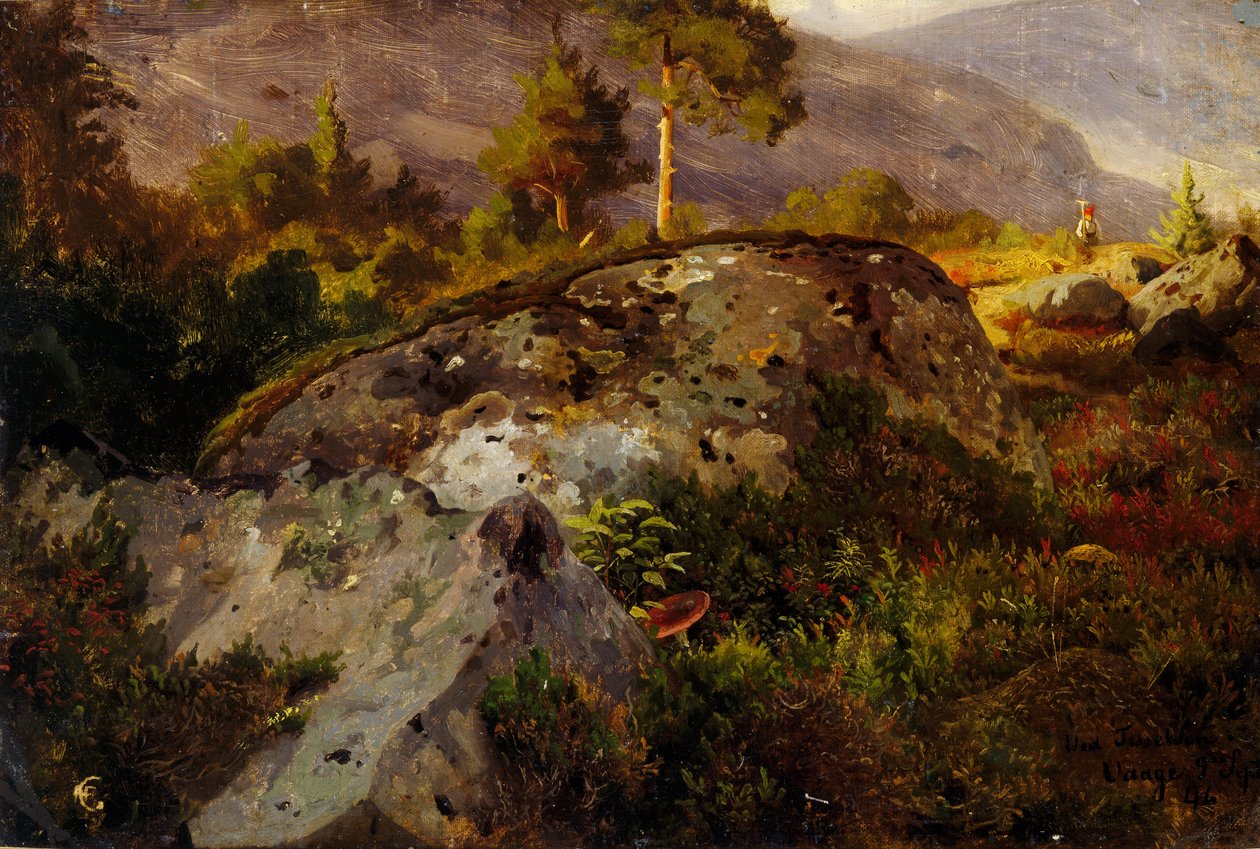 Estudo da paisagem de Vågå de Hans Gude