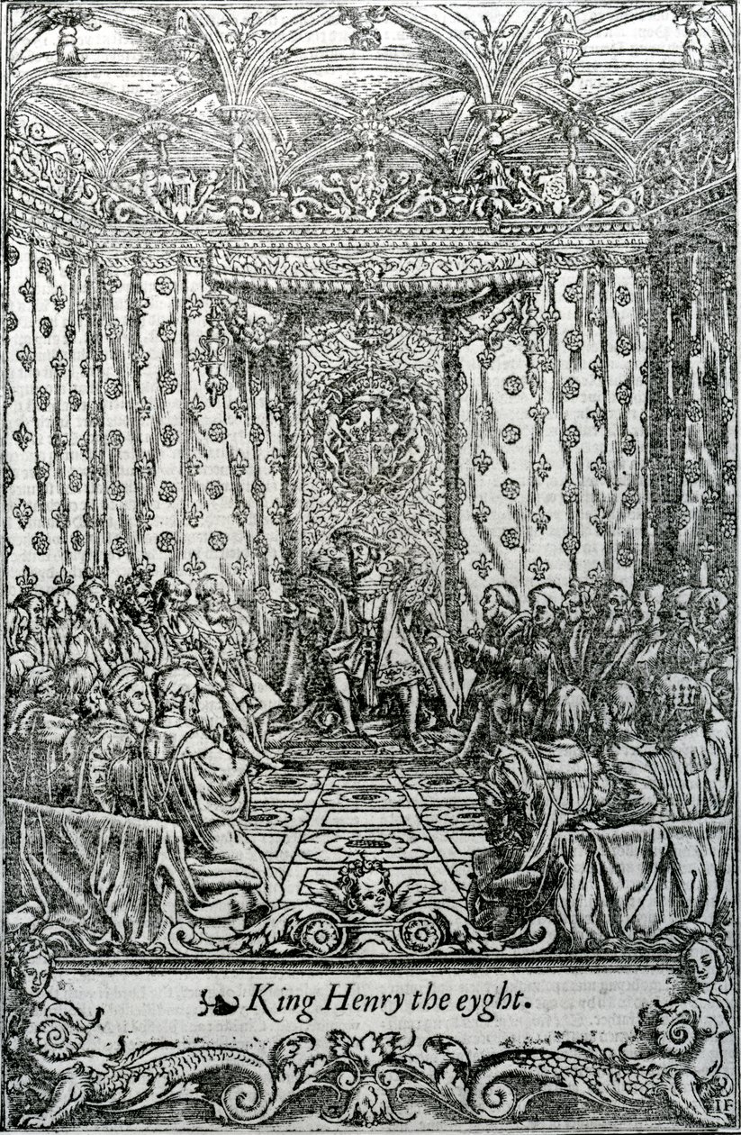 Rei Henrique, o olho, ilustração de "A União das Duas Famílias Nobres e Ilustres de Lancaster e York", de Edward Hall, estampa de Jacob Faber, publicada em 1548 de Hans Holbein der Jüngere