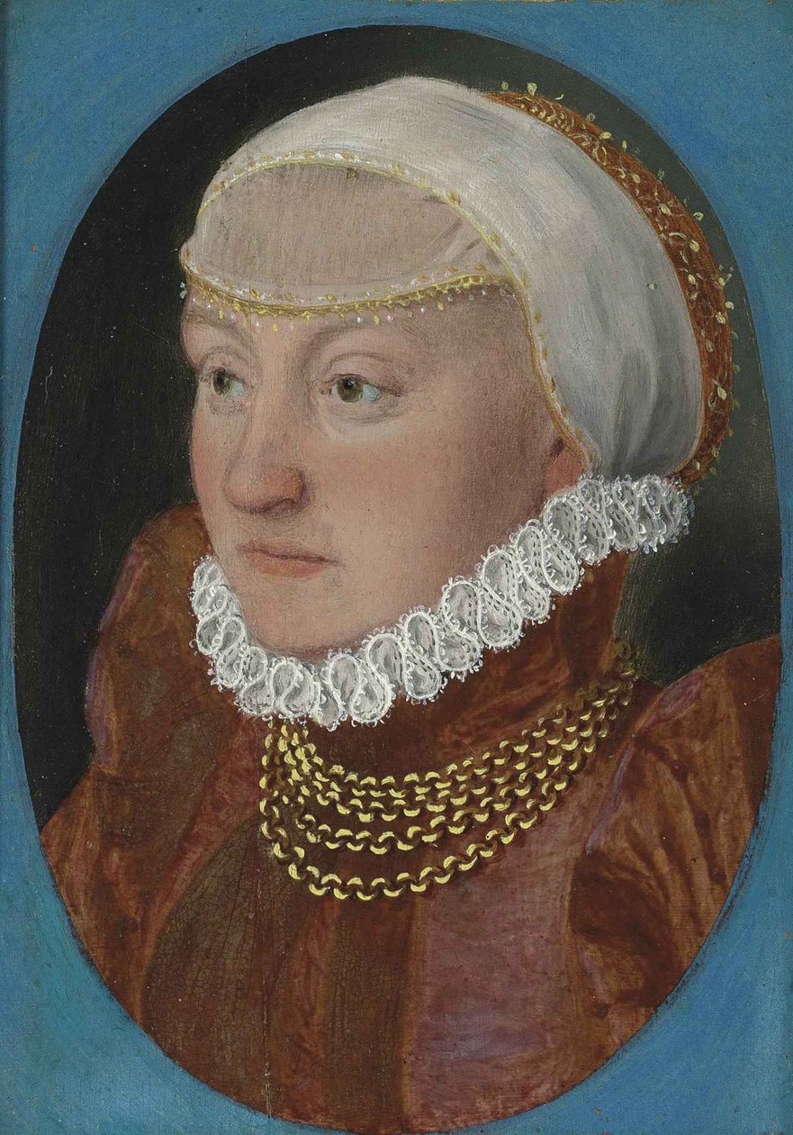 Retrato de uma senhora em vermelho de Hans Holbein der Jüngere