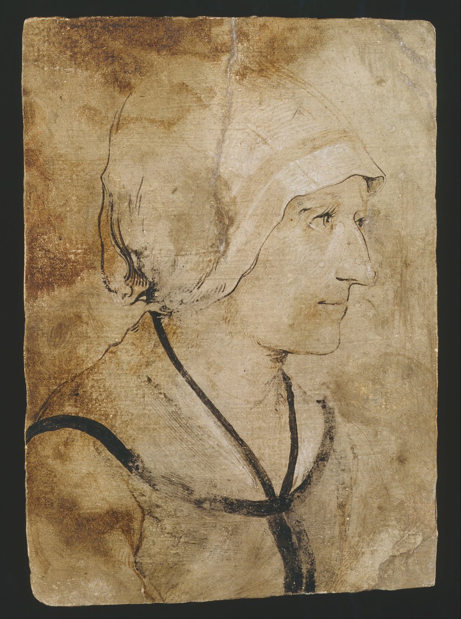 Retrato de uma esposa de um pedreiro desconhecido de Hans Holbein der ältere