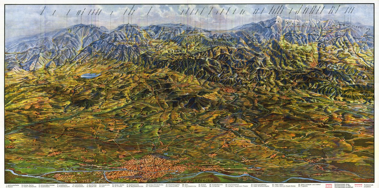 Panorama da Baixa Silésia e Sudetes de Hans Holzapfel