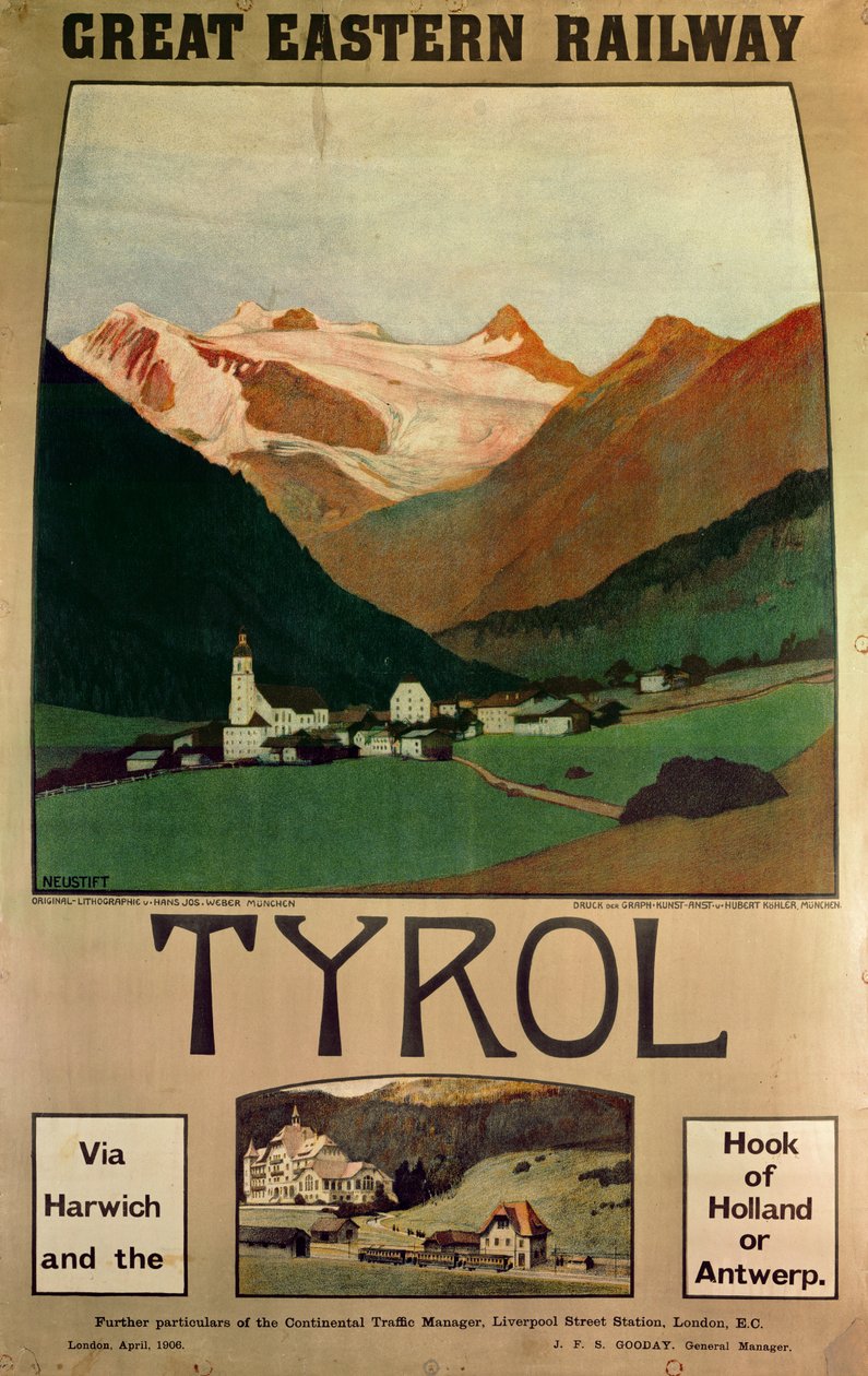 Cartaz publicitário da Great Eastern Railway, 1906 de Hans J. Weber