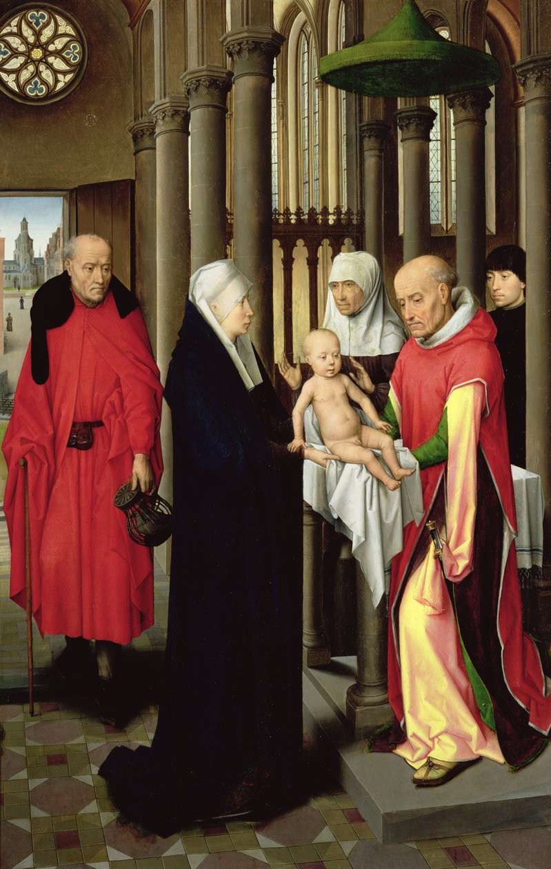 Adoração dos Magos: ala direita do tríptico, representando a Apresentação no Templo, c.1470-72 de Hans Memling