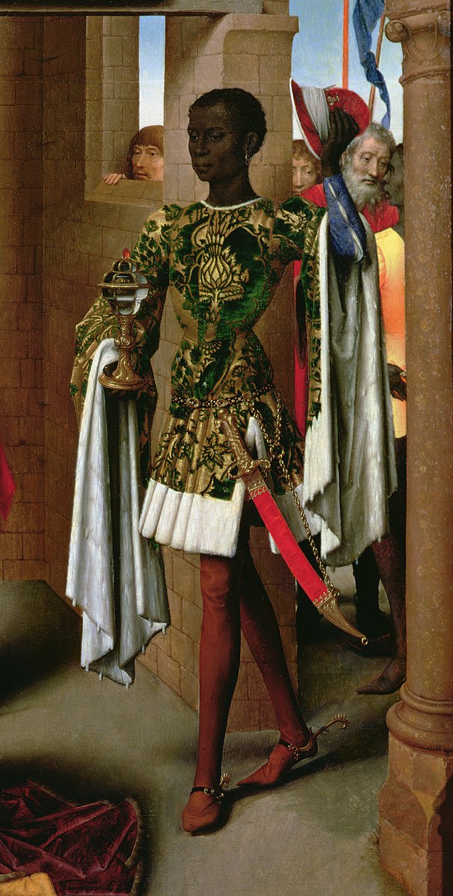 Adoração dos Magos, painel central do Tríptico da Adoração dos Magos, c.1470-72 (detalhe de 3430) de Hans Memling
