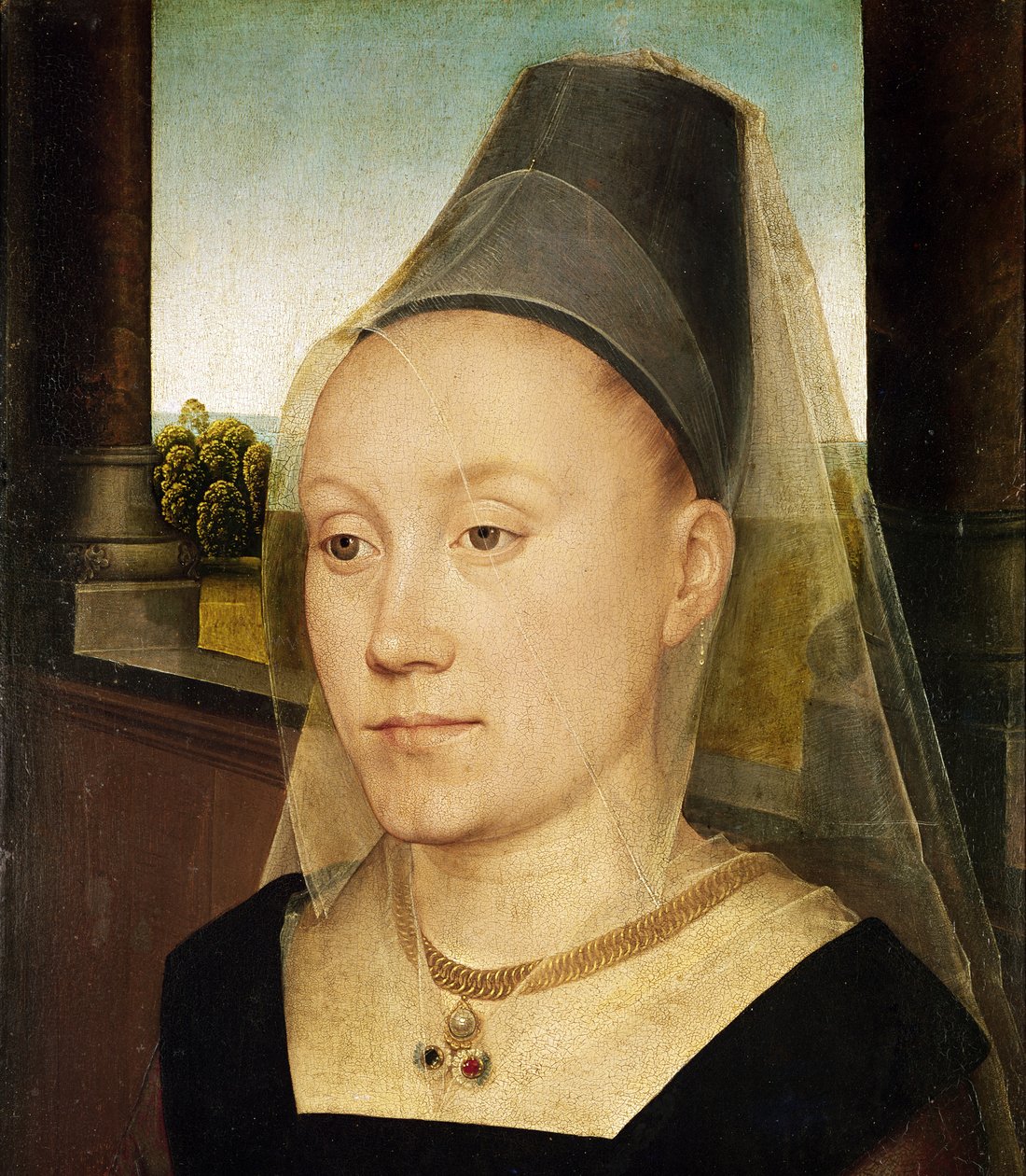 Barbara de Vlaenderberch, c.1472-75 (detalhe de 234523) de Hans Memling