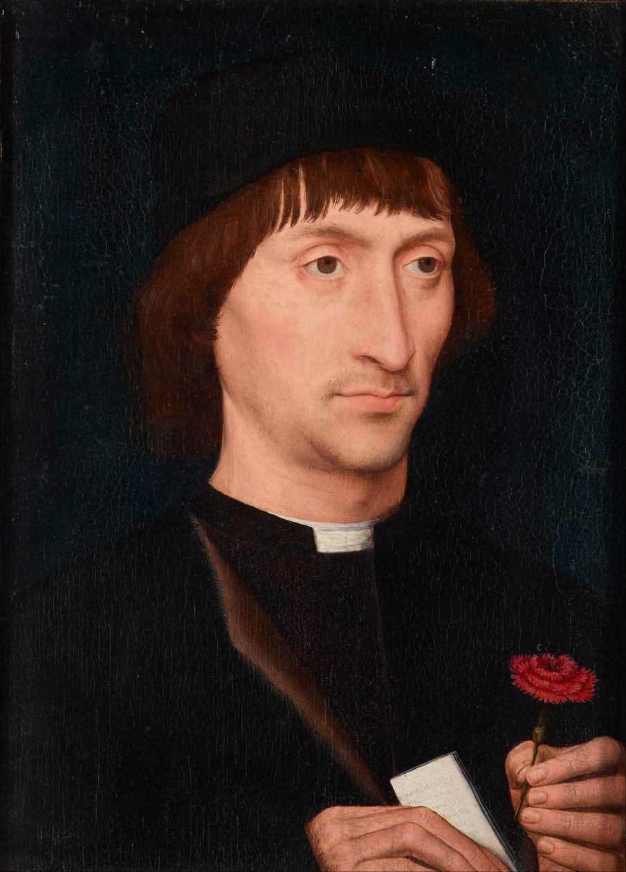 Retrato de um homem com uma rosa de Hans Memling