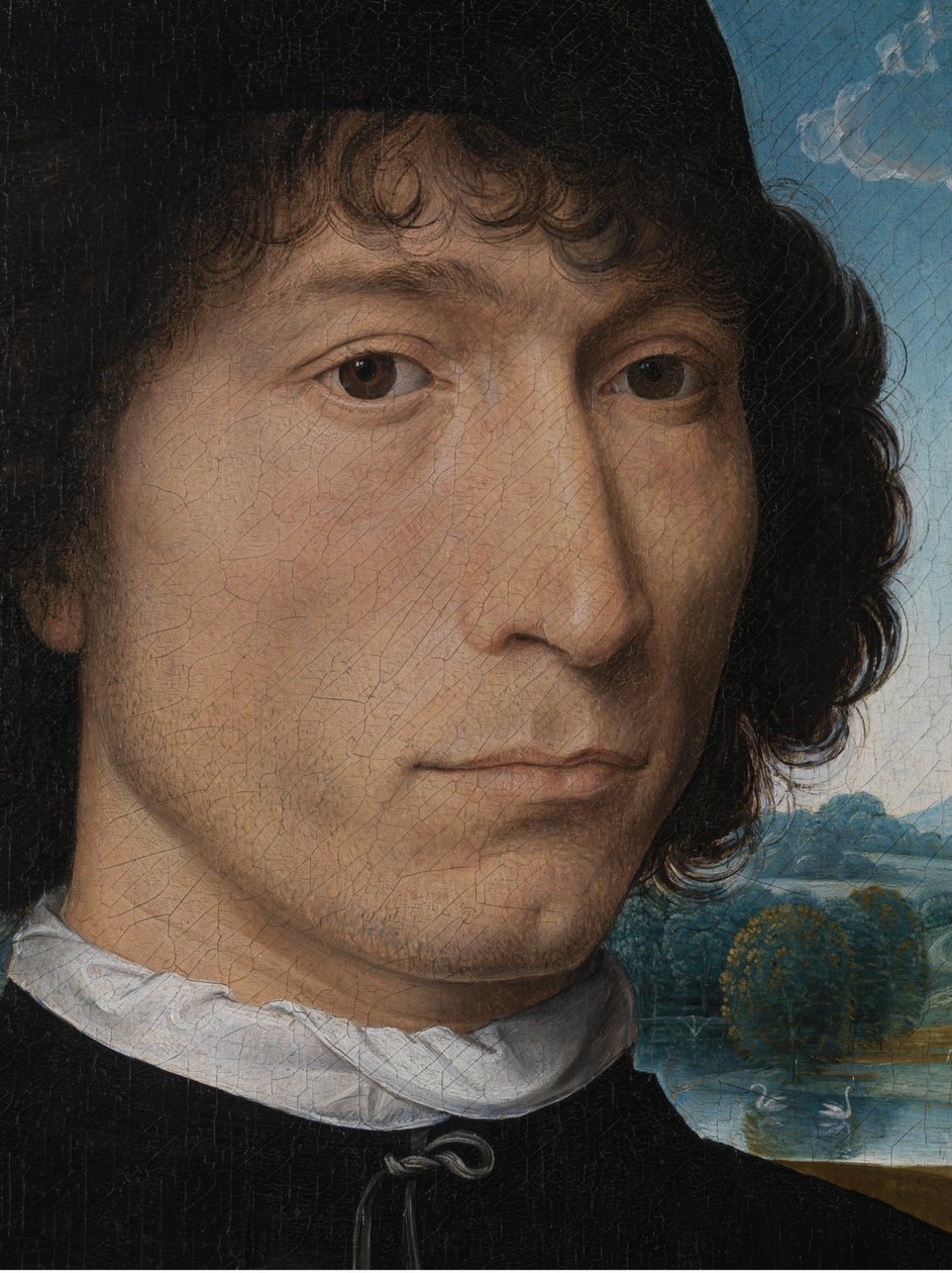 Retrato, de, um, homem, com, um, antigüidade, moeda de Hans Memling