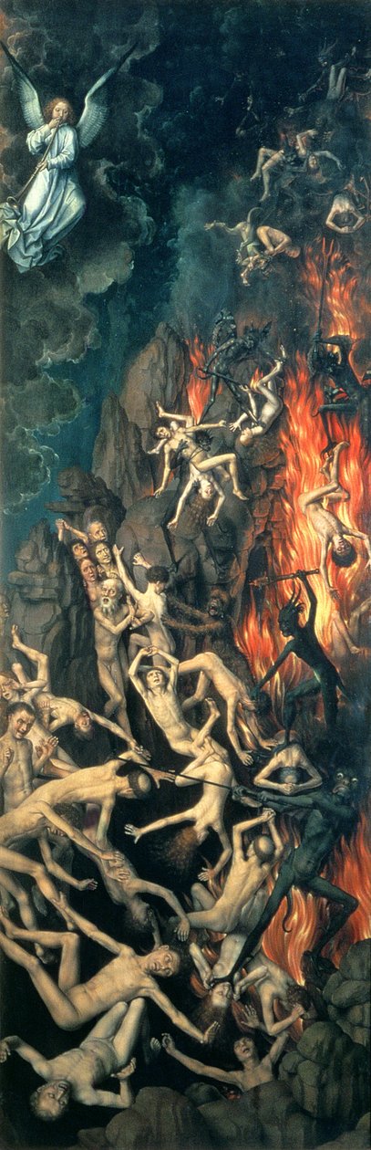 O último julgamento, 1473 óleo no detalhe do painel de 144071 de Hans Memling