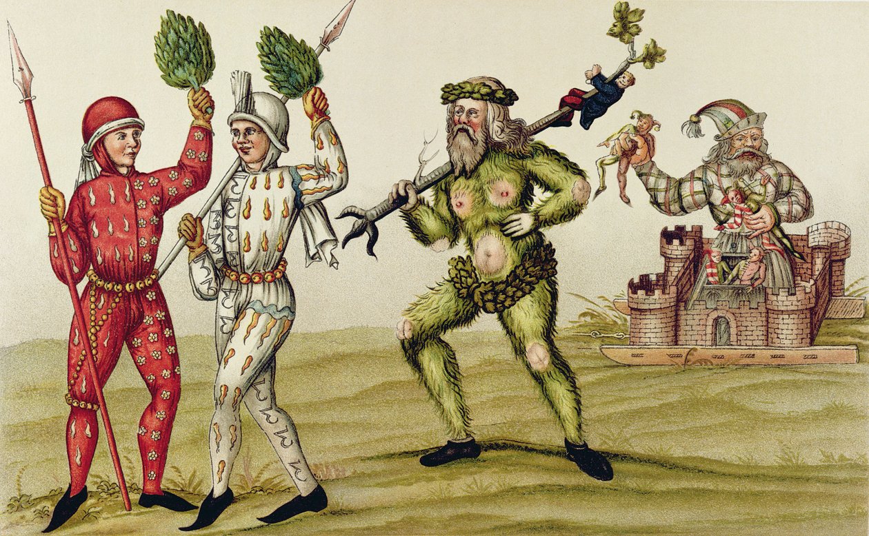 O carnaval de Nuremburg Schembart (gravura a cores) de Hans Meyer