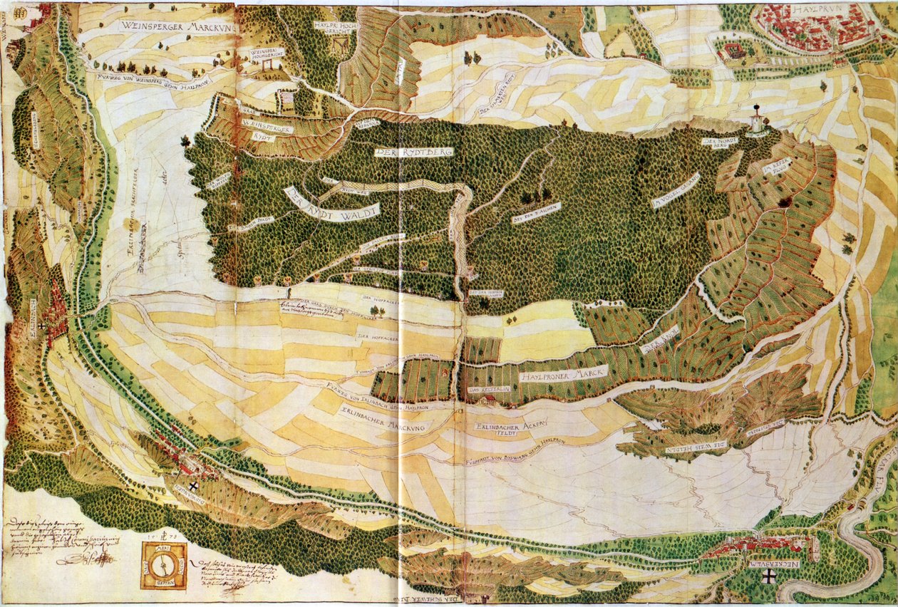 Heilbronn e seus arredores orientais em 1578 de Hans Peter Eberlin