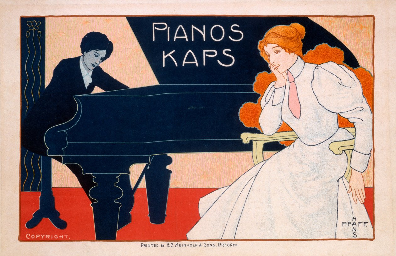 Propaganda para Kaps Pianos, de 1890 de Hans Pfaff