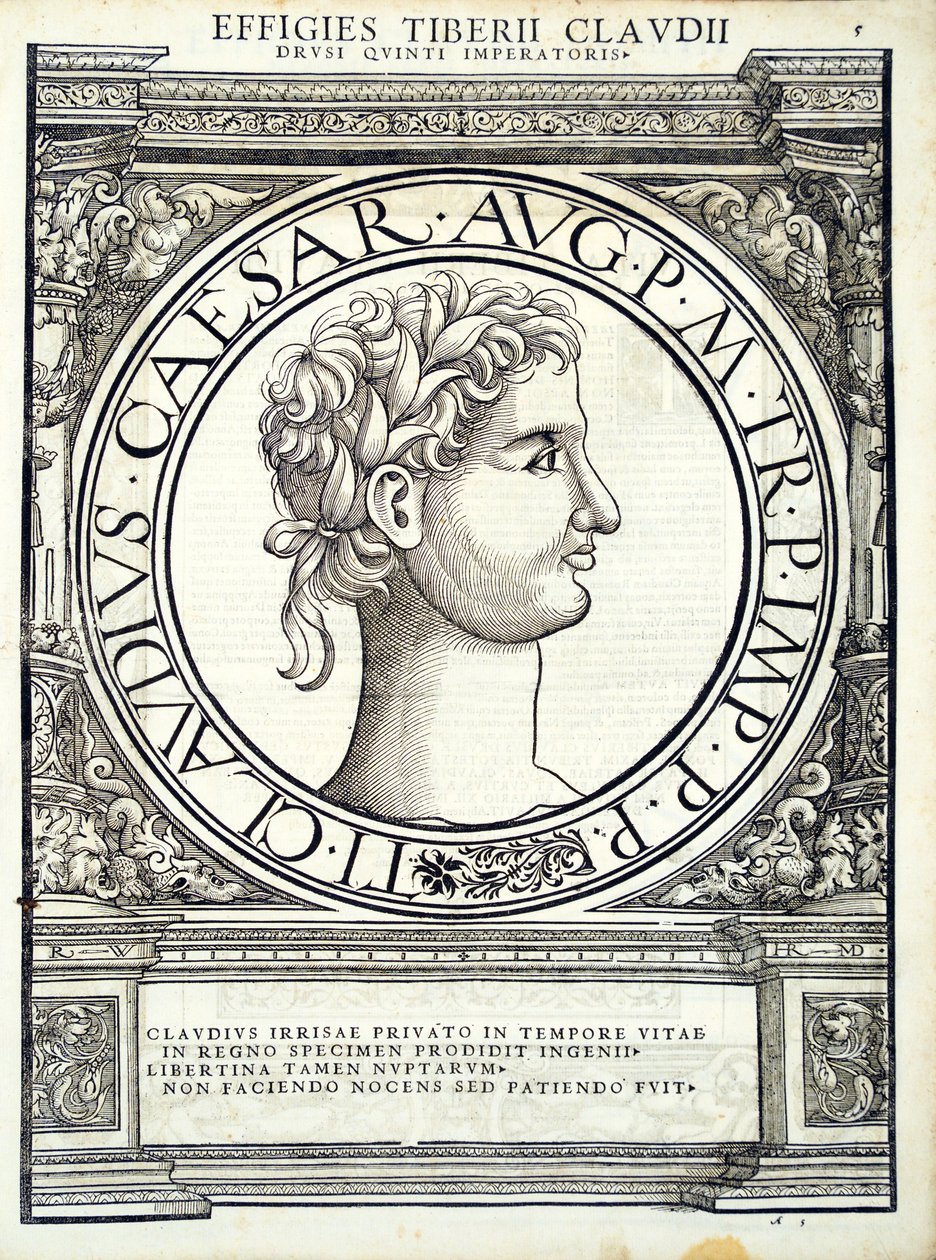 César, dos imperadores romanos de leste e oeste mais verdadeiras imagens de moedas antigas, gravura por Rudolph Wyssenbach, impressa por Andreas Hamberger, Zurique de Hans Rudolf Manuel Deutsch