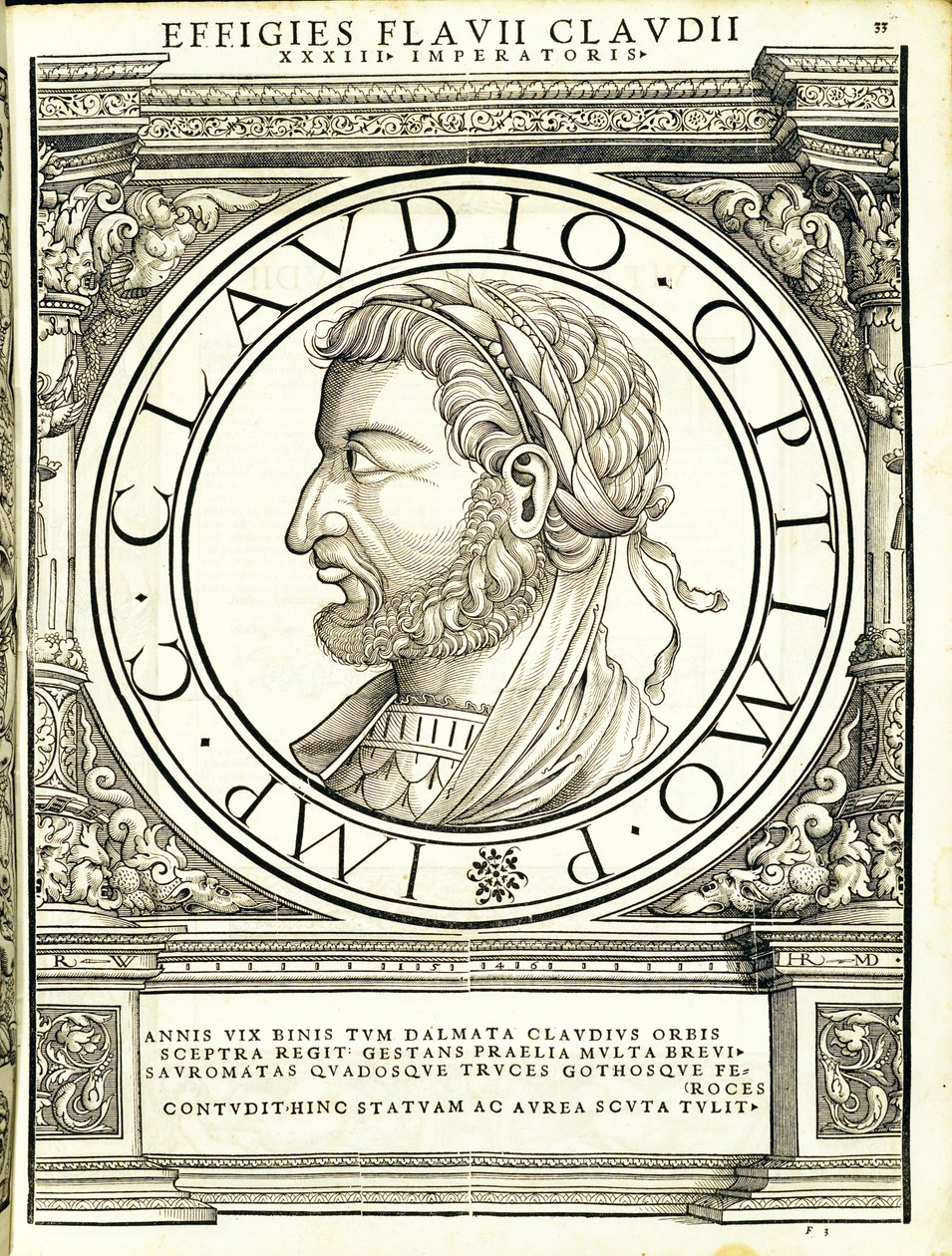 Claudius, do comandante geral dos Roman Leste e Oeste mais verdadeiras imagens de moedas antigas, gravura por Rudolph Wyssenbach, impressa por Andreas Gessner Z de Hans Rudolf Manuel Deutsch