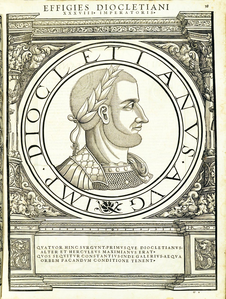 Diocleciano, do comandante geral dos Roman Leste e Oeste mais verdadeiras imagens de moedas antigas, gravura por Rudolph Wyssenbach, impressa por Andreas Gessner, Zurique de Hans Rudolf Manuel Deutsch