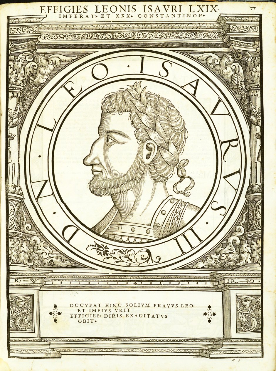 O leão Isaurus, do comandante geral da Roman leste e oeste mais verdadeiras imagens de moedas antigas, gravura por Rudolph Wyssenbach, impressa por Andreas Gessner, Zurique, de Hans Rudolf Manuel Deutsch