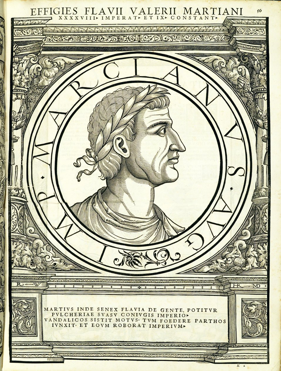 Marciano, do comandante geral dos Roman Leste e Oeste mais verdadeiras imagens de moedas antigas, gravura por Rudolph Wyssenbach, impressa por Andreas Gessner, Zurique, 1 de Hans Rudolf Manuel Deutsch