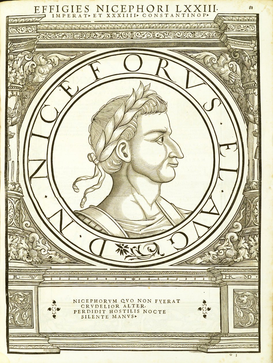 Nicéforo, do comandante geral da Roman leste e oeste mais verdadeiras imagens de moedas antigas, gravura por Rudolph Wyssenbach, impressa por Andreas Gessner, Zurique, de Hans Rudolf Manuel Deutsch