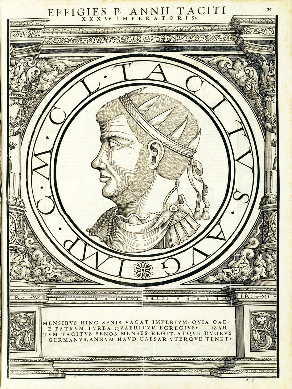 Silenciosamente de um imperadores romanos de leste e oeste mais verdadeiras imagens de moedas antigas, gravura por Rudolph Wyssenbach, impressa por Andreas Gessner, Zurique, 1559 de Hans Rudolf Manuel Deutsch