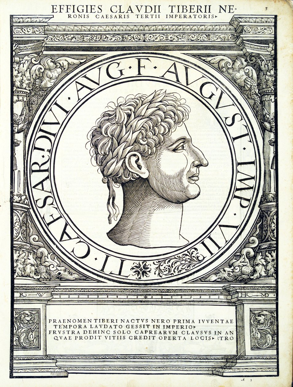 Tibério, Nero, do comandante geral dos Roman Leste e Oeste mais verdadeiras imagens de moedas antigas, gravura por Rudolph Wyssenbach, impressos por Andreas Hamberger, Zurique de Hans Rudolf Manuel Deutsch