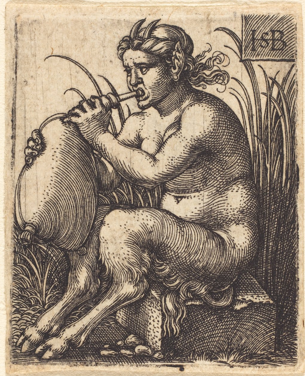 Mulher do sátiro que joga a gaita de fole, c.1525-50 de Hans Sebald Beham