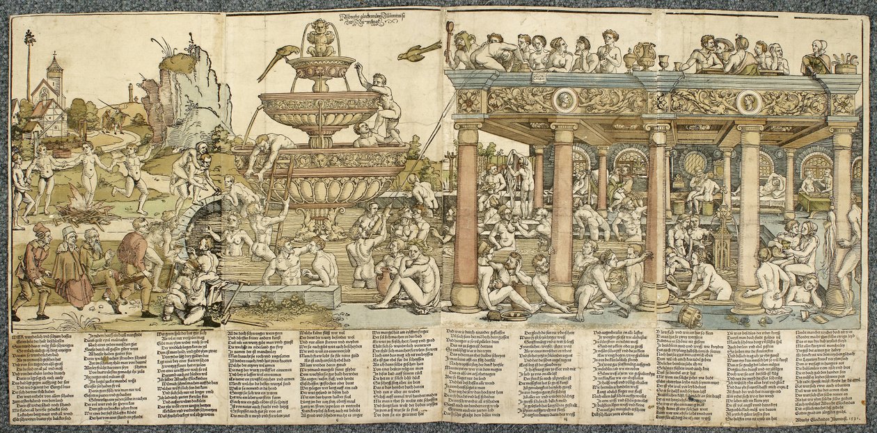 A Fonte da Juventude, 1531 (xilogravura, impressa de quatro blocos) de Hans Sebald Beham
