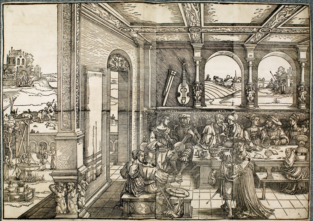 O filho pródigo (xilogravura, impresso a partir de oito blocos) de Hans Sebald Beham
