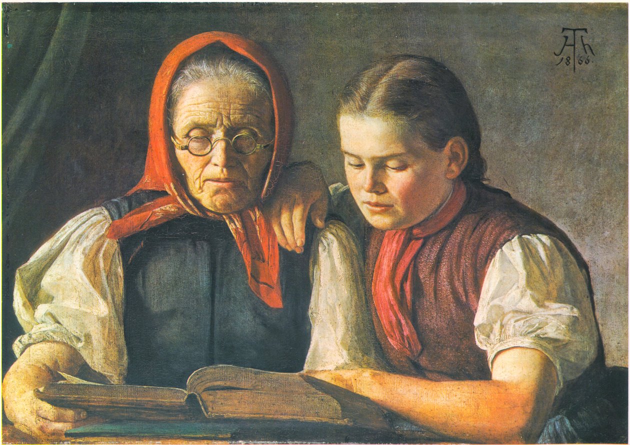 Mãe e irmã do artista de Hans Thoma