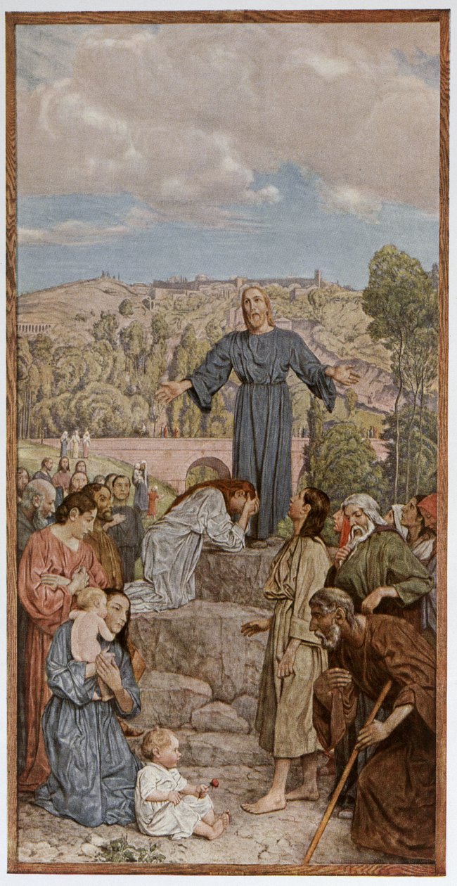 Cristo pregando, ilustração de &39;Festkalender&39; publicado em Leipzig c.1910 de Hans Thoma