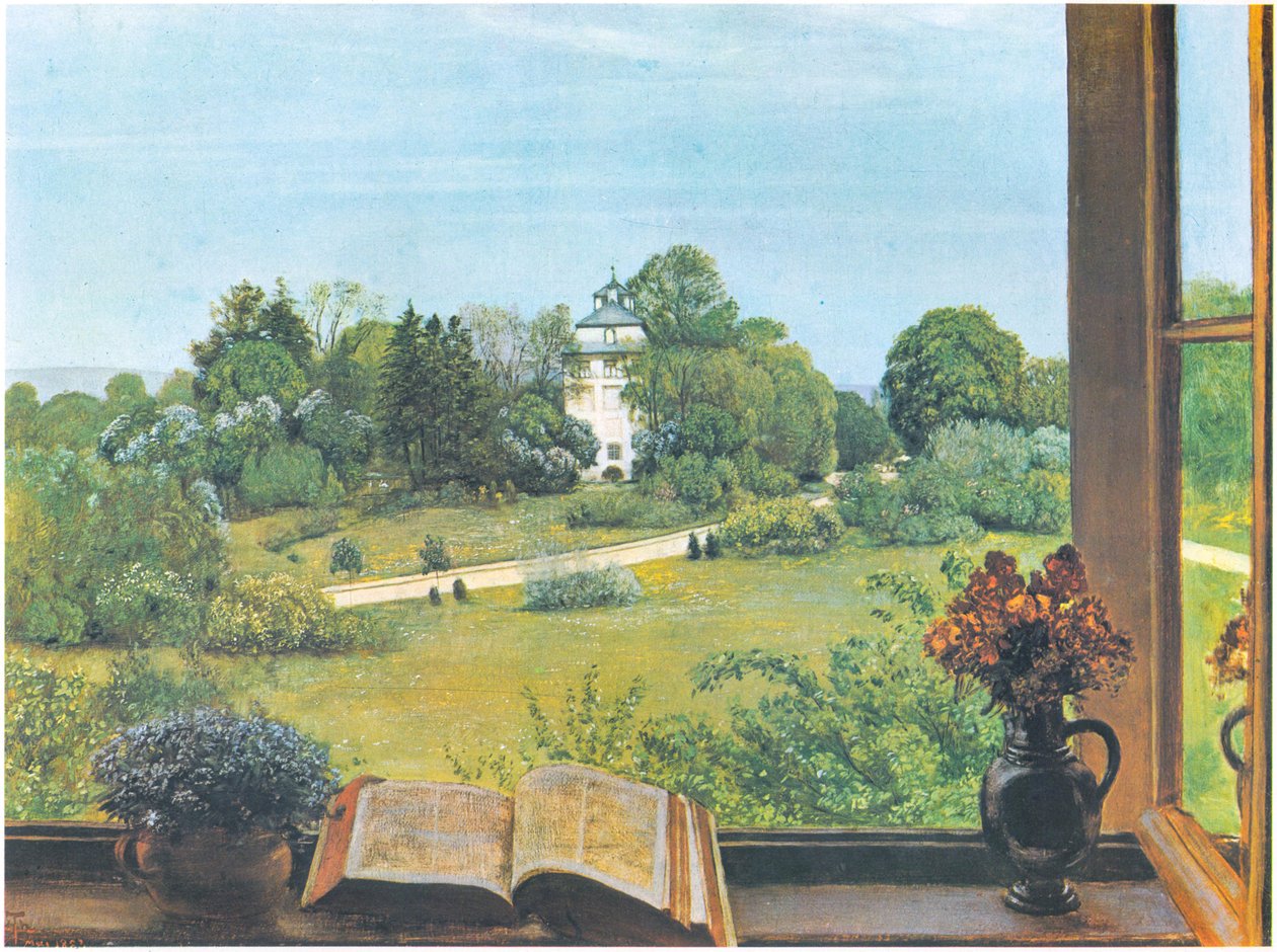 O terreno baldio, vista do Holzhausenpark em Frankfurt am Main de Hans Thoma