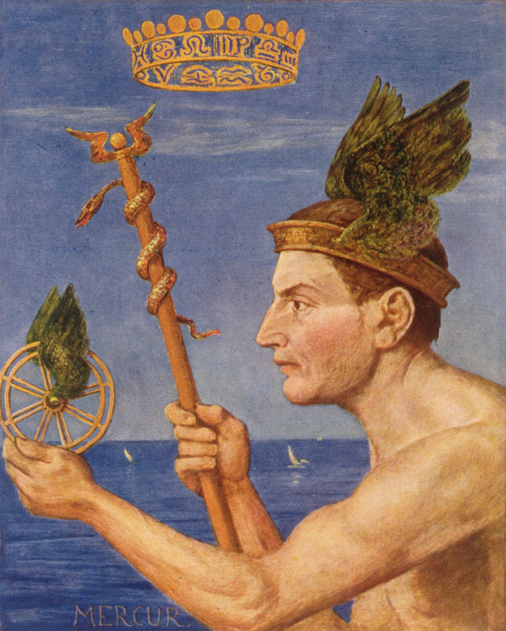 Mercury, ilustração de &39;Festkalender&39; publicada em Leipzig c.1910 de Hans Thoma