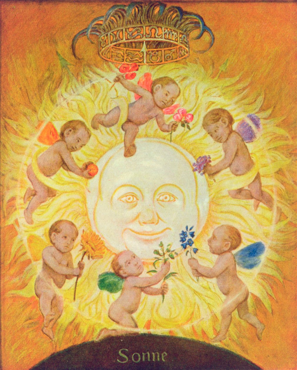 Sol, ilustração de &39;Festkalender&39; publicado em Leipzig c.1910 de Hans Thoma