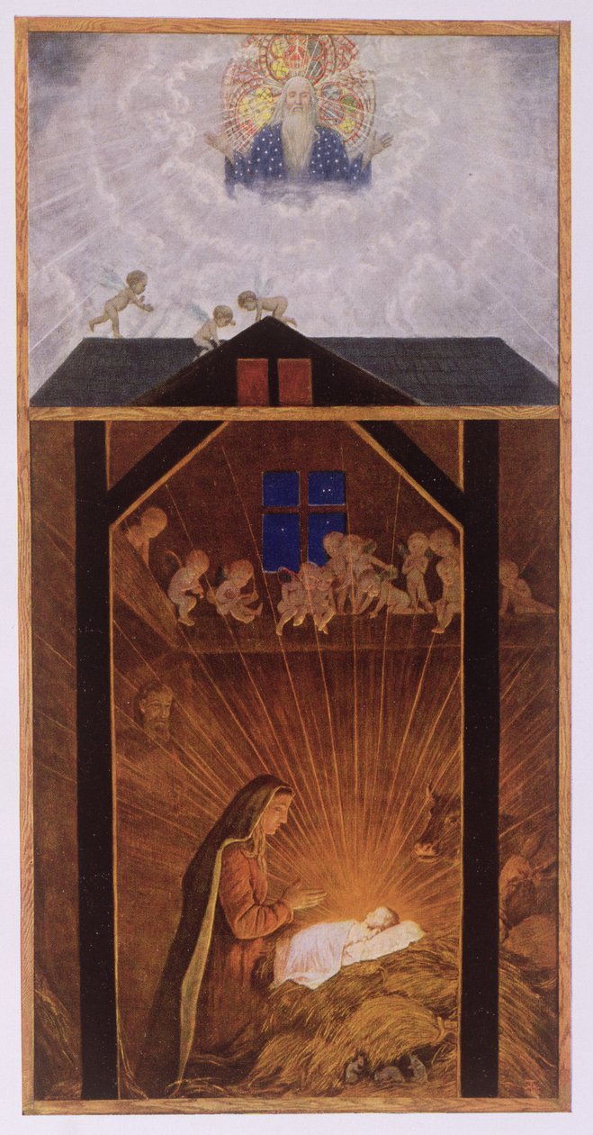 A Natividade, ilustração de &39;Festkalender&39; publicada em Leipzig c.1910 de Hans Thoma