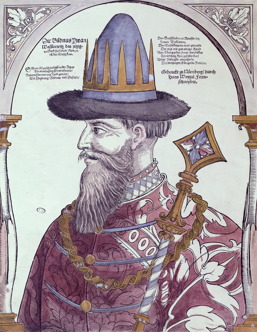 Ivan IV (1530-84) o Terrível (xilogravura a cores) de Hans Weigel