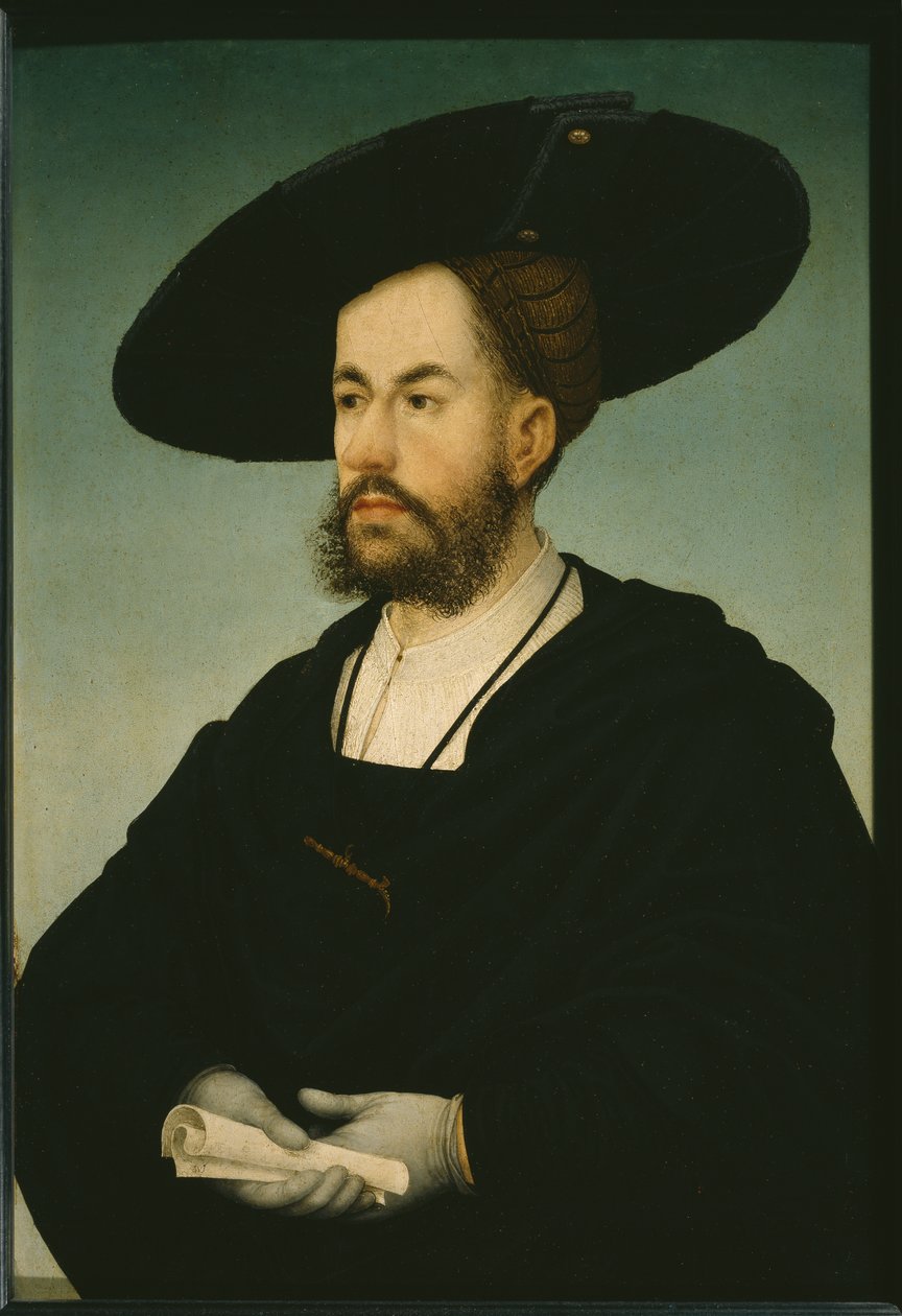 Retrato de Anton Fugger, c.1500-29 (óleo sobre painel de cal) de Hans or Johan Maler