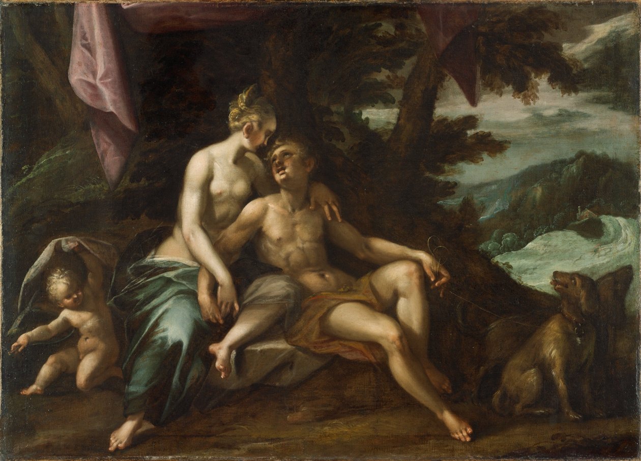 Vênus e Adonis de Hans von Aachen  