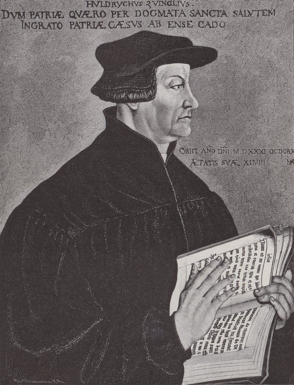 Huldrych Zwingli, líder da Reforma na Suíça (gravura) de Hans (after) Asper